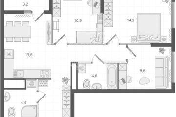 3-к квартира, 70,1 м², 23/31 эт.