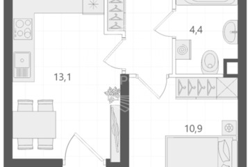 1-к квартира, 32,6 м², 1/7 эт.